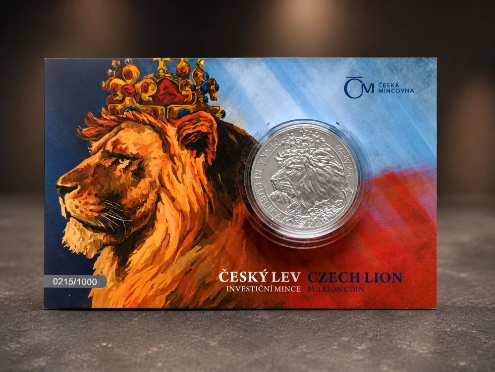Stříbrná mince Český lev 2021 2 oz Ag 999 | Česká mincovna | limit 1000 ks UNC