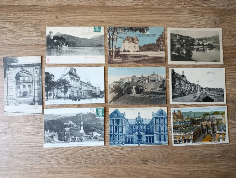 10x stará pohlednice Francie Švýcarsko města místopis