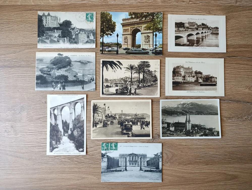 10x stará pohlednice Francie Paříž Cannes Biarritz Luzern