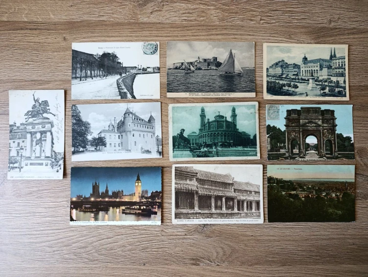10x stará pohlednice Francie Londýn Marseille Angkor Wat