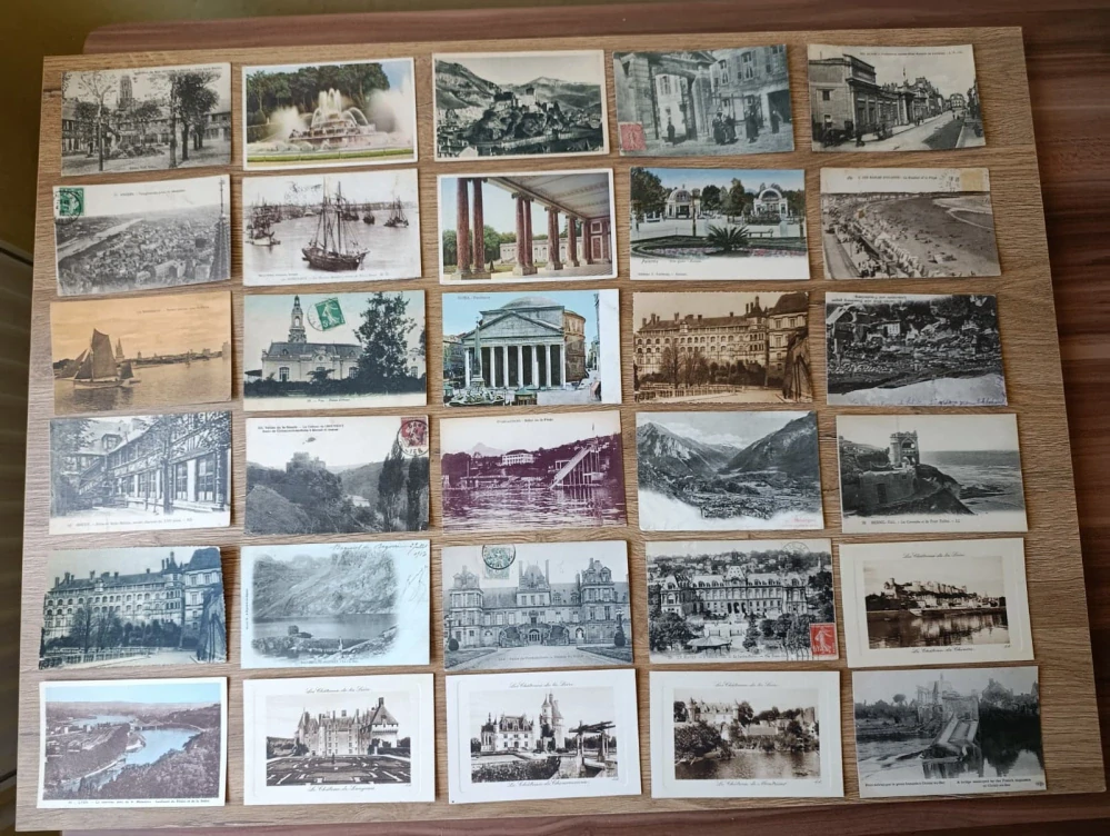 30x staré pohlednice Francie Paříž Lyon zámky města cca 1900–1950