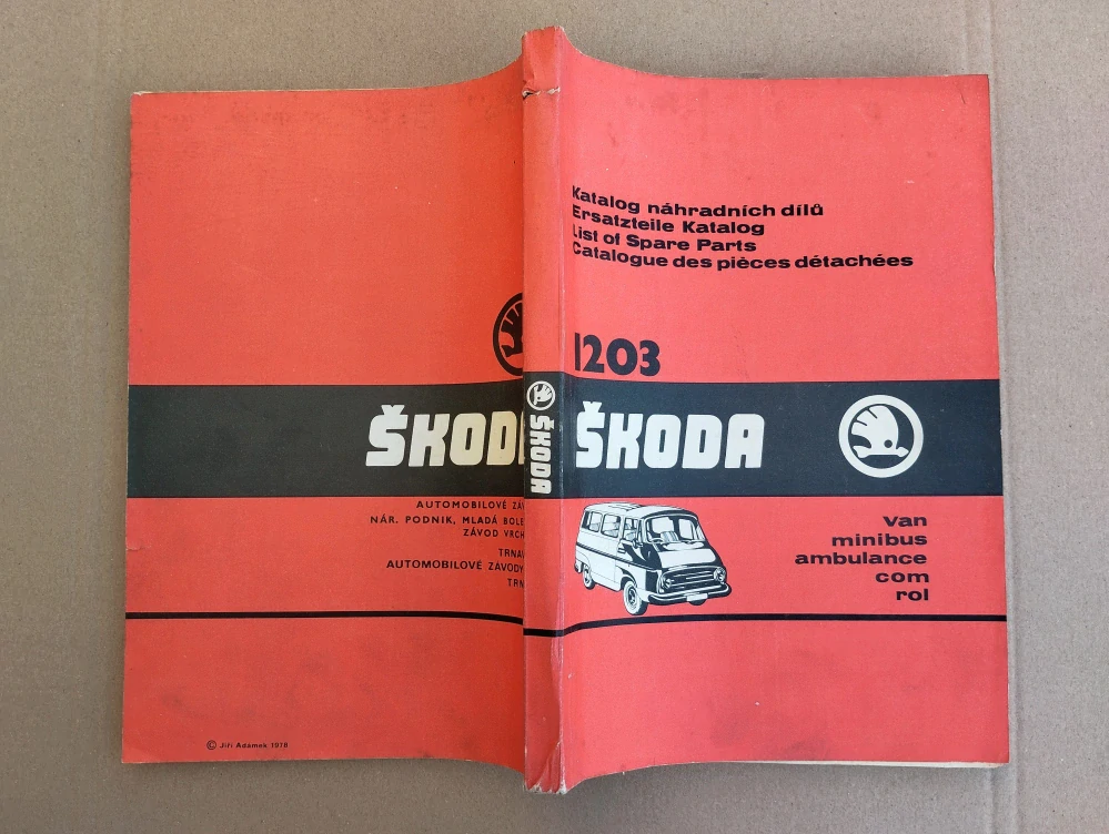 Katalog náhradních dílu, seznam ND na Škoda 1203