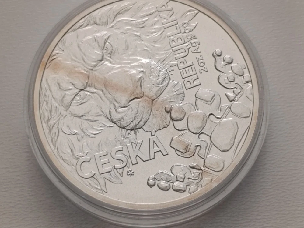 Stříbrná dvouuncová investiční mince Český lev 2023 číslovaná