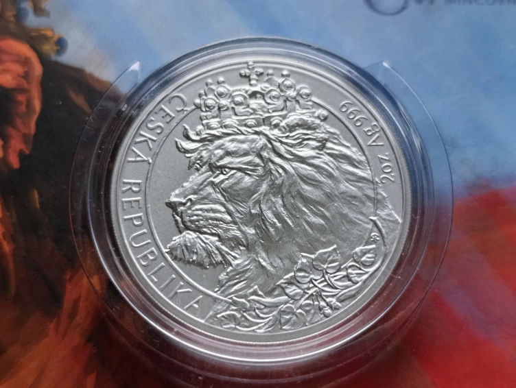 Stříbrná mince Český lev 2021 2 oz Ag 999 | Česká mincovna | limit 1000 ks UNC