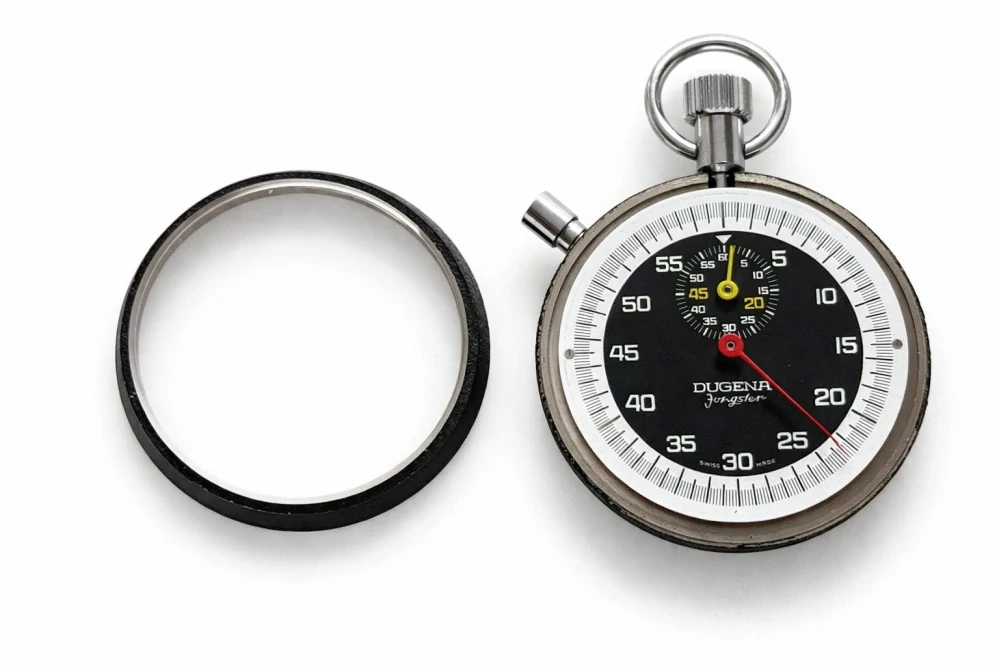 Retro stopky Dugena Jongster – Swiss Made, 7 jewels, funkční, vintage 60. léta, 54 mm