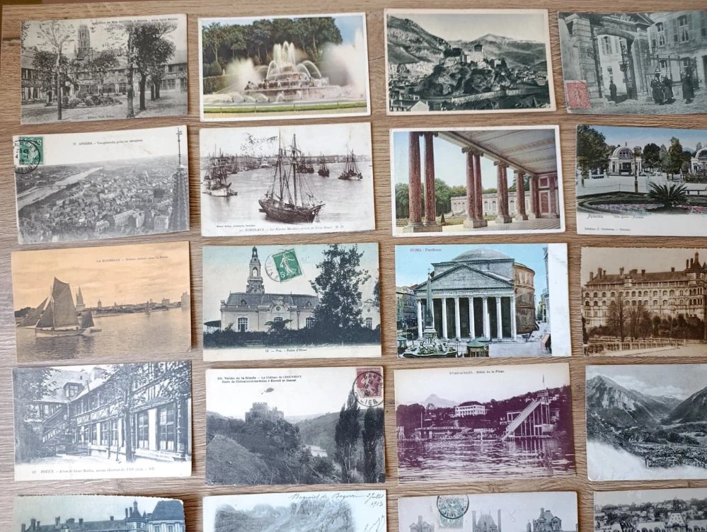 30x staré pohlednice Francie Paříž Lyon zámky města cca 1900–1950