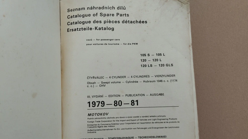 Seznam ND na Škoda 105 až Škoda 120GLS  rok 1979 - 1981