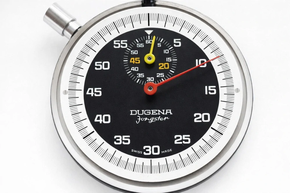 Retro stopky Dugena Jongster – Swiss Made, 7 jewels, funkční, vintage 60. léta, 54 mm