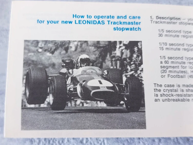 Vintage stopky Leonidas (Heuer) Trackmaster – Švýcarsko, originální krabička + návod, funkční