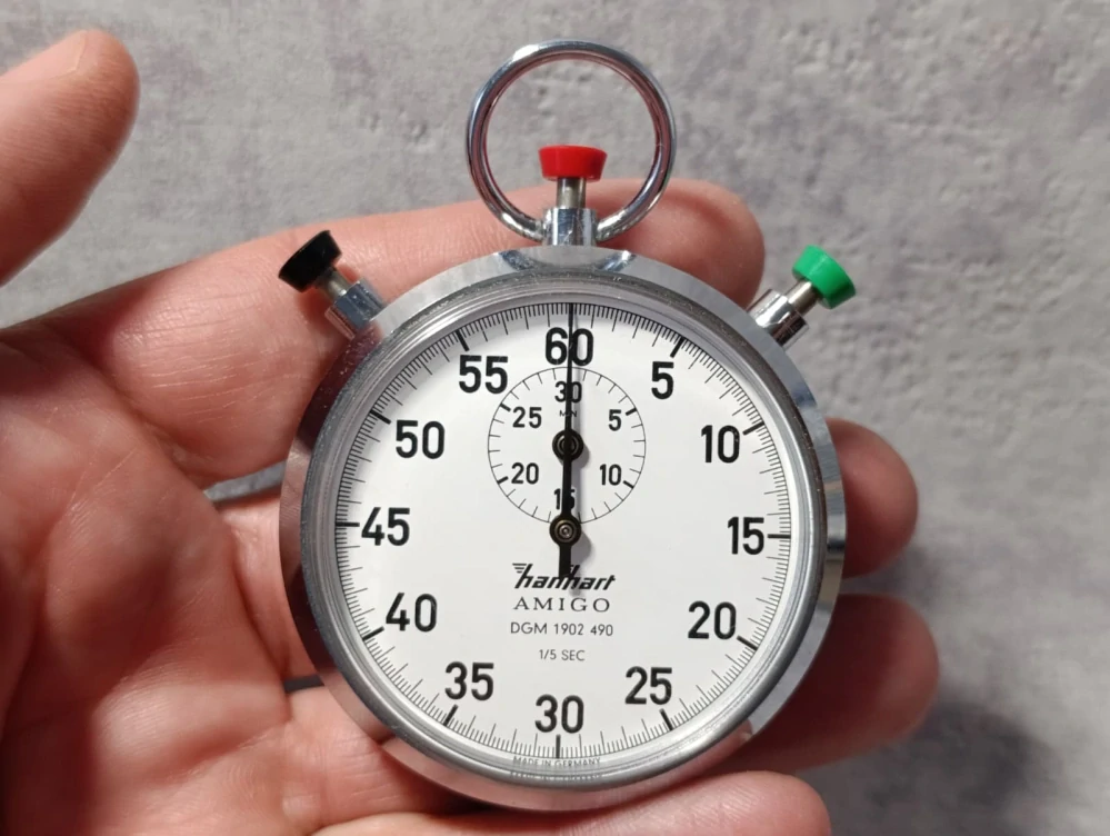 Staré zachovalé profi stopky HANHART AMIGO+ etue