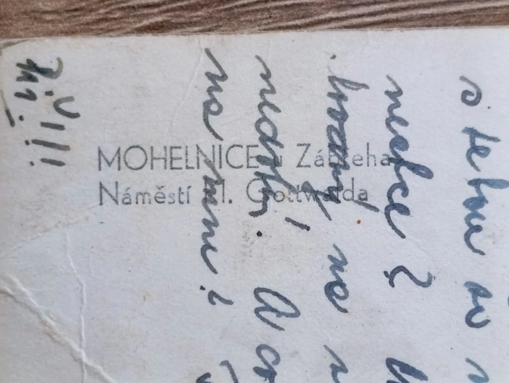 MOHELNICE u Zábřeha – náměstí K. Gottwalda, kostel – stará pohlednice
