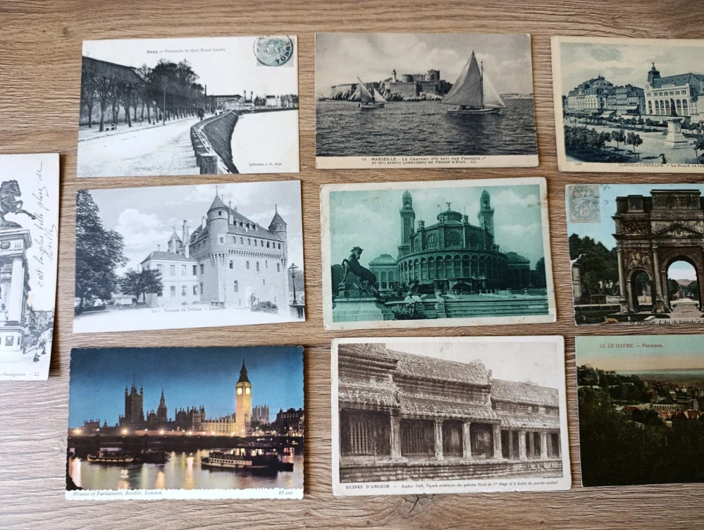 10x stará pohlednice Francie Londýn Marseille Angkor Wat