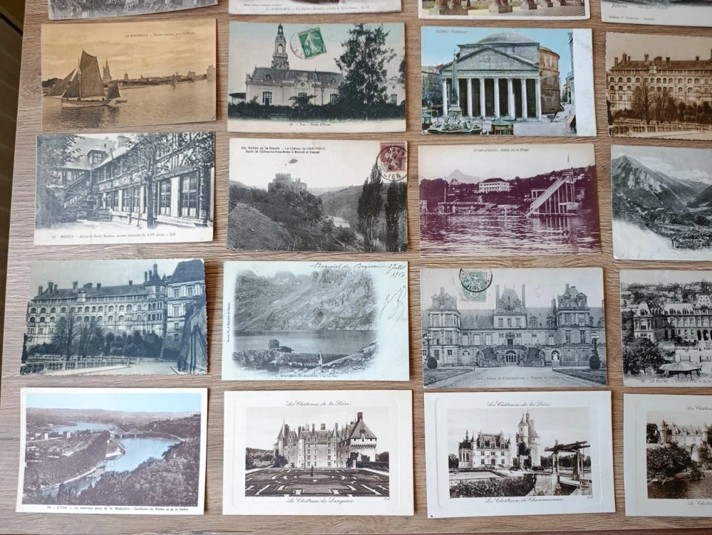 30x staré pohlednice Francie Paříž Lyon zámky města cca 1900–1950