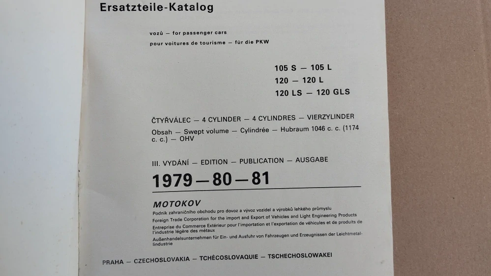 Seznam ND na Škoda 105 až Škoda 120GLS rok 1979 - 1981