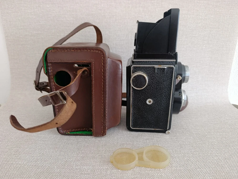 Flexaret V (5) – Meopta Belar 3,5/80, krytka objektivů a pouzdro (č.30)