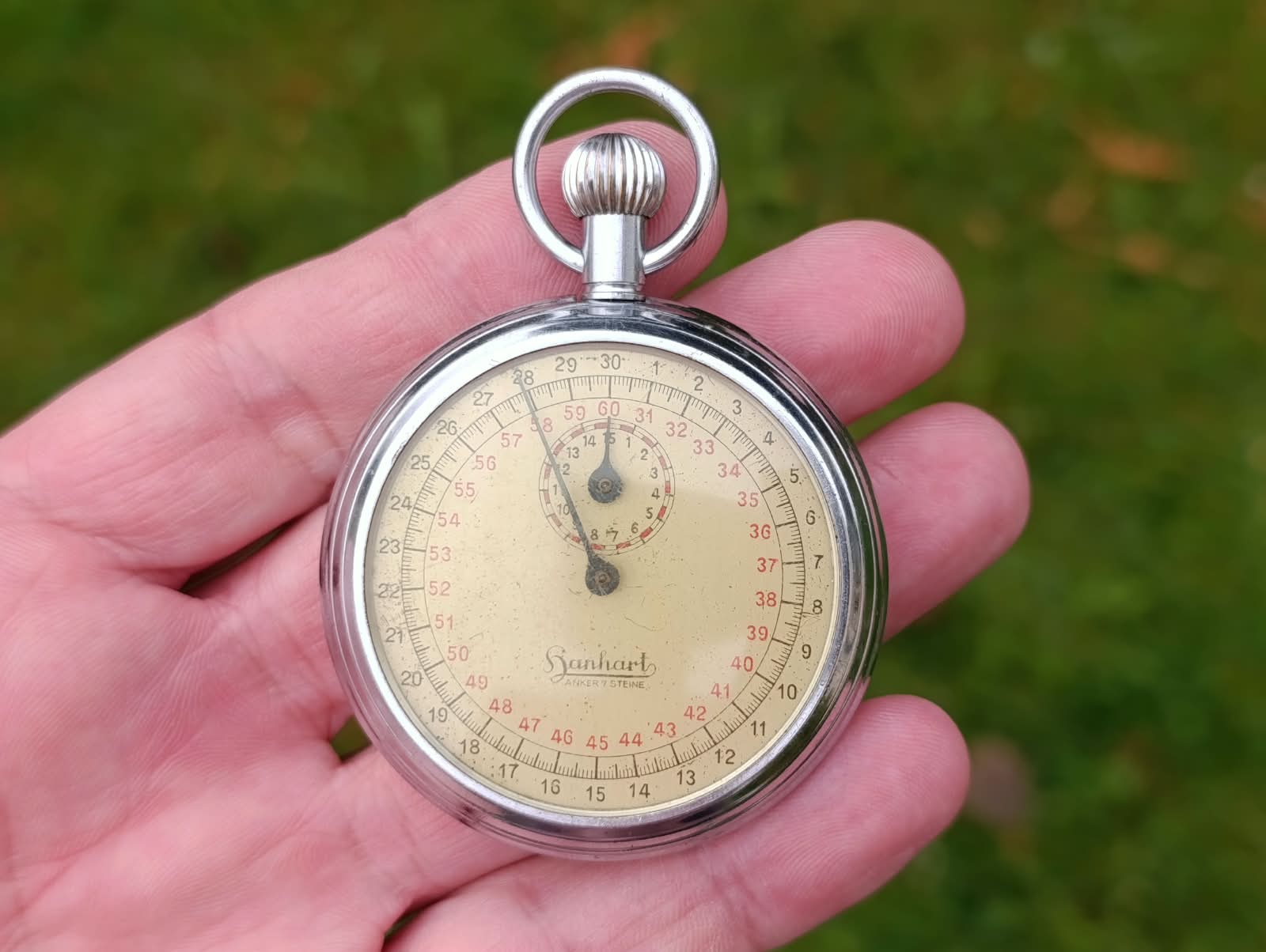 Starožitné mechanické stopky Hanhart 52 mm