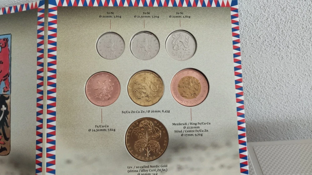 Sada oběžných mincí České republiky a slovenských euromincí roku 2018 ke vzniku ČSR.