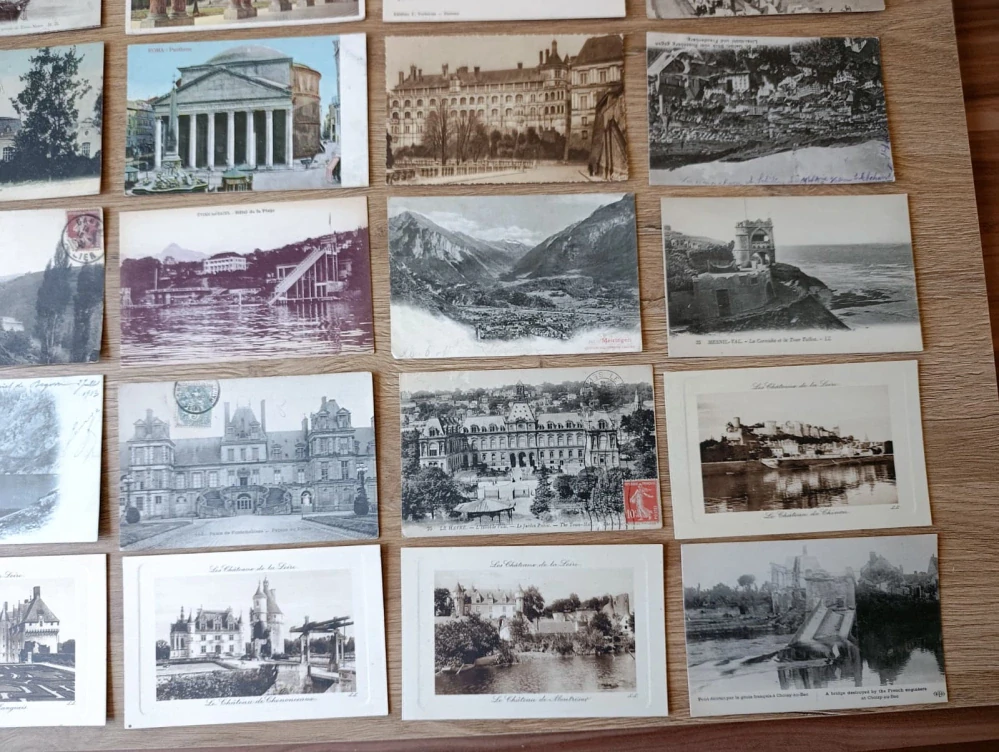 30x staré pohlednice Francie Paříž Lyon zámky města cca 1900–1950