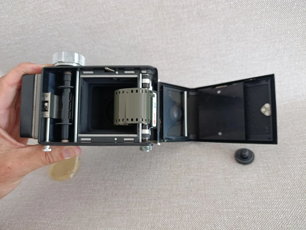 Historický fotoaparát Meopta Flexaret VI Automat, Belar 3,5/80 – krabice, pouzdro, návod a příslušenství
