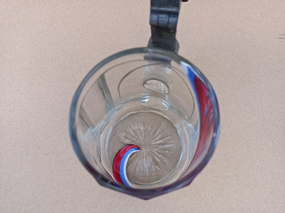 Starý krigel s trikolorou - krásný, velmi starý, nepoškozený - Komisní prodej -