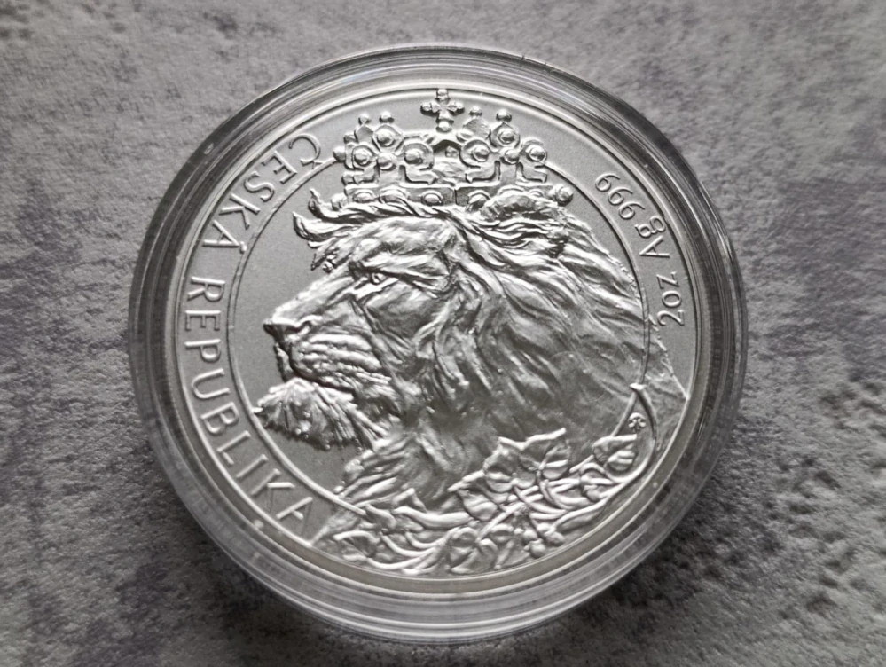 Stříbrná mince Český lev 2021 2 oz Ag 999 | Česká mincovna | limit 1000 ks UNC