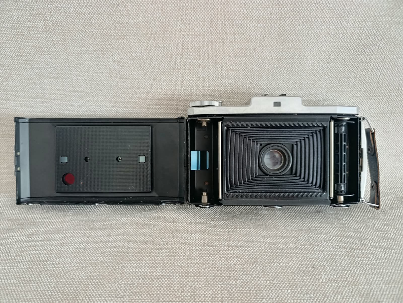 Starý měchový fotoaparát Zeiss Ikon Novar-Anastigmat 6,3/105 Vero + orig. pouzdro č.102