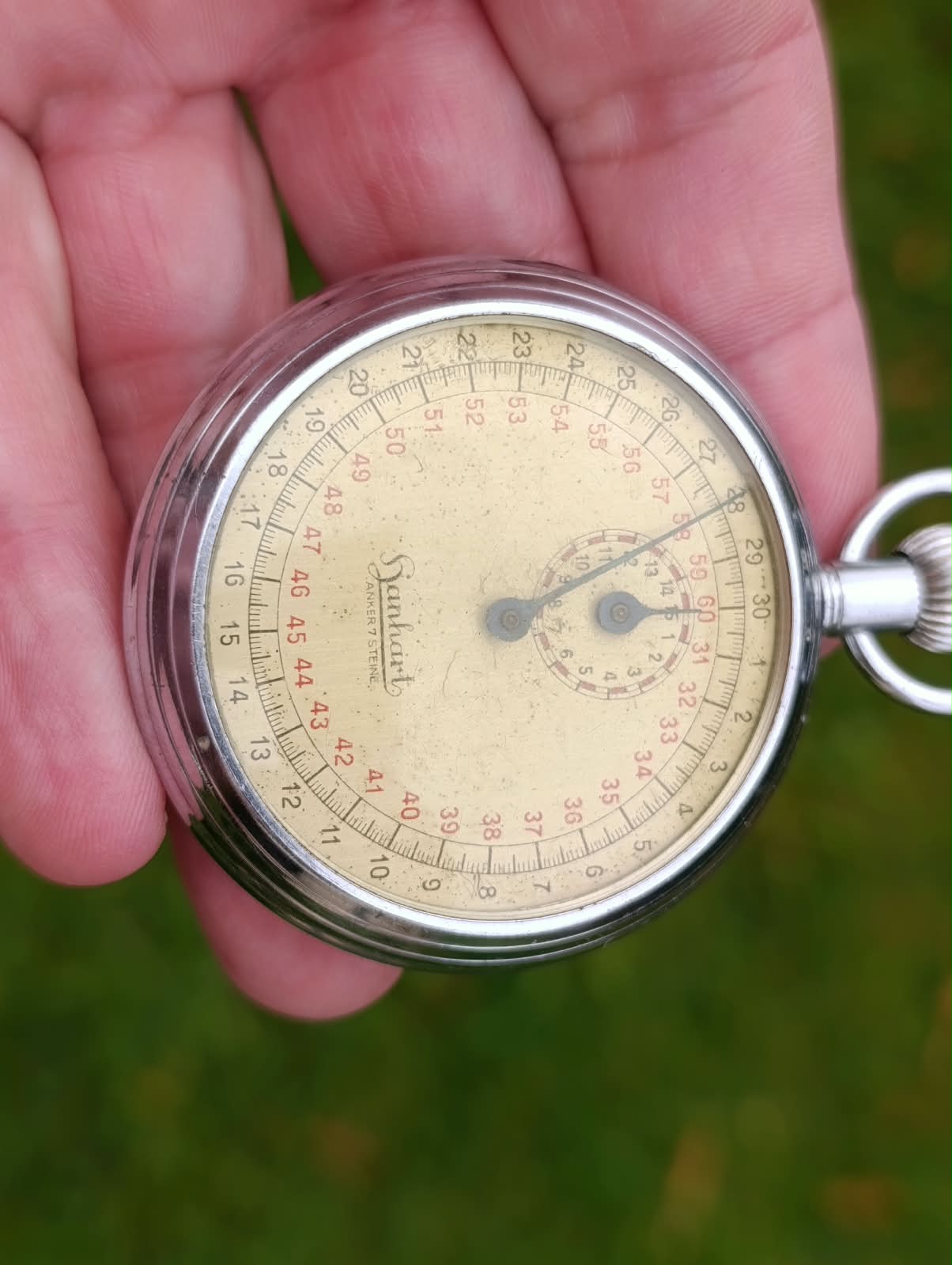 Starožitné mechanické stopky Hanhart 52 mm