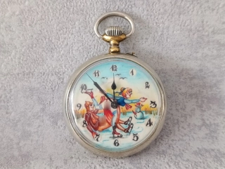 Staré kapesní hodinky s erotickým motivem