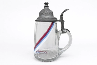 Starý krigel s trikolorou - krásný, velmi starý, nepoškozený - Komisní prodej -